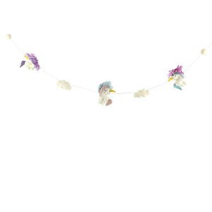 Slickblue 35" Handmade Unicorn Theme Felt Garland for Nursery Décor & Party – 1" Pom Poms - 1 of 3