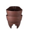 Bloomers 2pc Railing Polyethylene Outdoor 2 Planter Pots Brown - 2 of 4