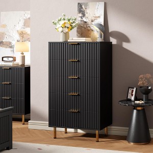 Zstar 47" Tall Fluted 5 Drawer Dresser for Bedroom, Deep Drawers - 1 of 4