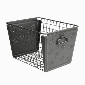 Spectrum Diversified Macklin Paws Medium Basket Dark Gray: Metal Utility Storage, Portable, 10.4" H x 17.5" D, Multicolored - 1 of 4