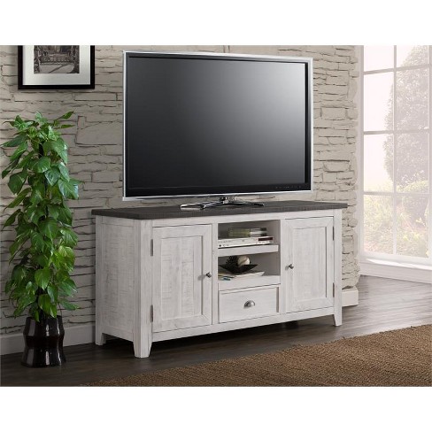 White tv console with deals wood top