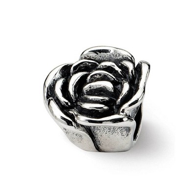Black Bow Jewelry Sterling Silver Rose Bead Charm, 14mm