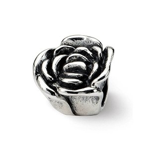 Black Bow Jewelry Sterling Silver Rose Bead Charm, 14mm - 1 of 3
