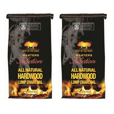 Best of the West Masters Selection 20 Pound Bag All Natural Hardwood Lump Charcoal for Grilling, Smoking, and Outdoor Cooking (2 Pack)