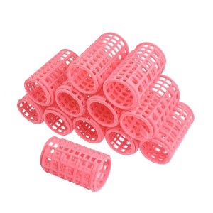 PiccoCasa Self Grip Large Plastic Hair Curlers Rollers for Long Fine Medium Hair Pink 12 Pcs - 1 of 4