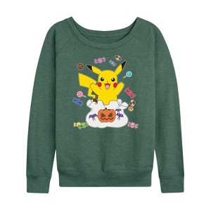 Women's - Pokémon - Gotta Eat Em All Lightweight French Terry Wide Neck Long Sleeve Shirt - 1 of 4