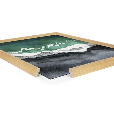 Black Sands Dream Coastal Glass Print with Natural Frame