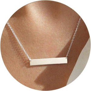 Dainty Bar & Disc Necklace for Women, Gold or Silver Elegant Fashion Jewelry - 1 of 4