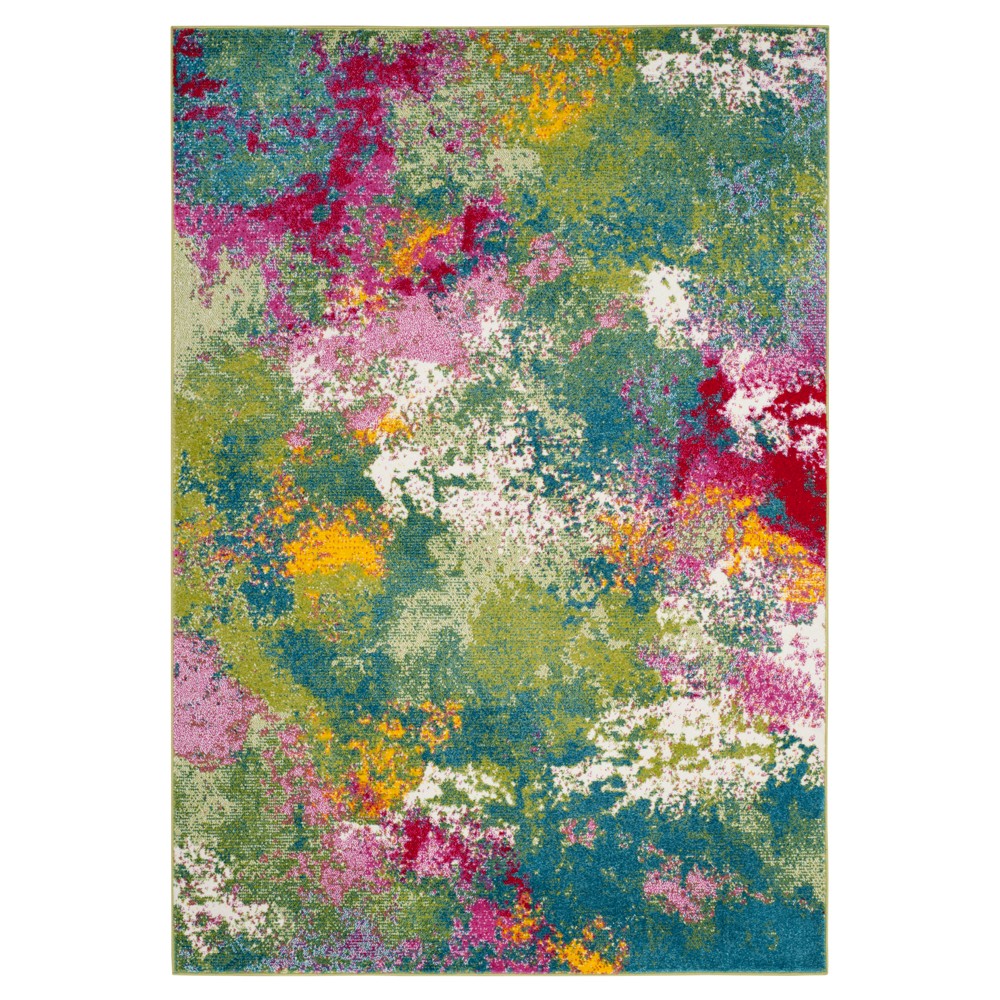 Green/Fuchsia Splatter Loomed Accent Rug 4'x6' - Safavieh