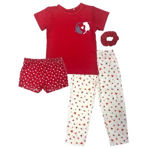 Catherine Malandrino Little/Big Girls' 4-Piece Cat Print Pajama Sets - 1 of 4