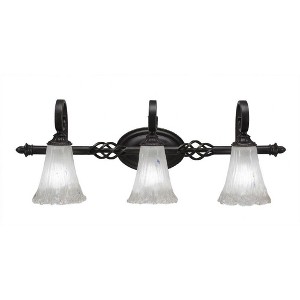 Toltec Lighting Elegante 3 - Light Vanity in  Dark Granite with 5.5" Fluted Frosted Crystal Shade - 1 of 1