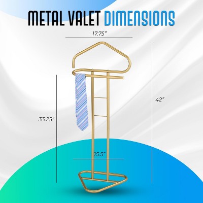 Kalblins Black Metal Clothing Wardrobe Suit Valet Rack Stand