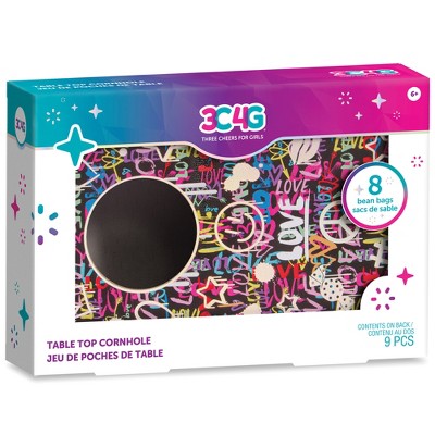 3C4G Graffiti Table Top Cornhole - 7" x 10", w/ 8 Mini Bean Bags In Pink & Blue