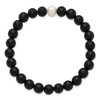 Chisel 8-9mm Black Agate and White Freshwater Cultured Pearl Beaded 7.25" Stretch Bracelet - 3 of 4