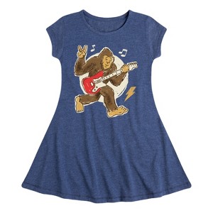 Girls' - Instant Message - Sasquatch Rock & Roll Fit & Flair Cap Sleeve Graphic Dress - 1 of 4