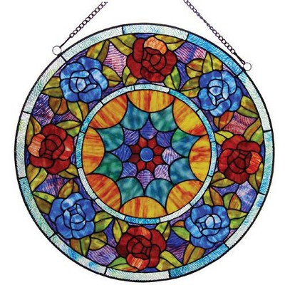 Chloe Lighting Tiffany-Glass Roses Window Panel 22"