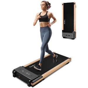 Redliro Wood-Style Walking Pad Treadmill, Portable Under Desk Treadmill for Home Office, 3.0HP Quiet Workout Equipment with 300 lb Capacity - 1 of 4