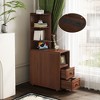 PAGED Tall Nightstand with 3 Drawers and Adjustable Shelves, Modern Wooden Side Table with Outlet, Bedside Cabinet for Bedroom, Living Room - 2 of 4