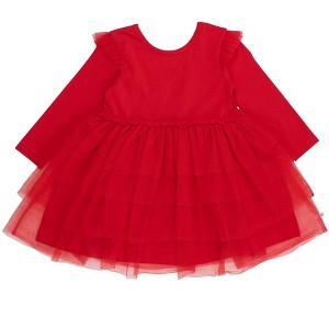 RuffleButts Girls Flutter Tulle Long Sleeve Twirl Dress - 1 of 4