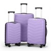 Karl Home 3 Piece Suitcases, PP Hard Shell Suitcase 20 inch 24 inch 28 inch Luggage Sets Double Wheels with TSA Lock Purple - 2 of 4