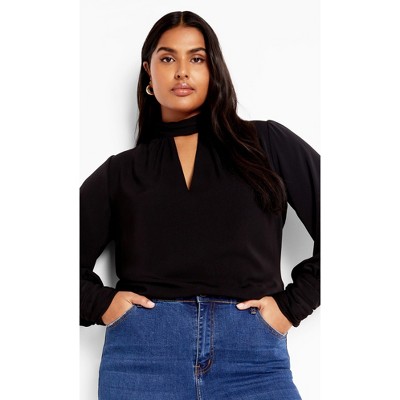 Women's Plus Size Miranda Cowl Top - black | CITY CHIC