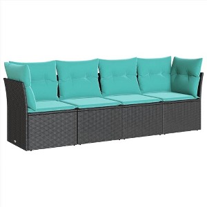 vidaXL Garden Sofa Set Black PE rattan, powder-coated steel Large - 1 of 4