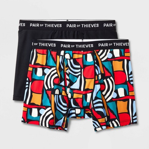 Pair Of Thieves Men's Solid/abstract Print Super Fit Boxer Briefs 2pk -  Orange/red/black M : Target