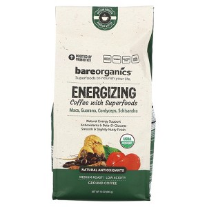 BareOrganics Energizing Coffee With Superfoods, Ground, Medium Roast, 10 oz (283 g) - 1 of 2