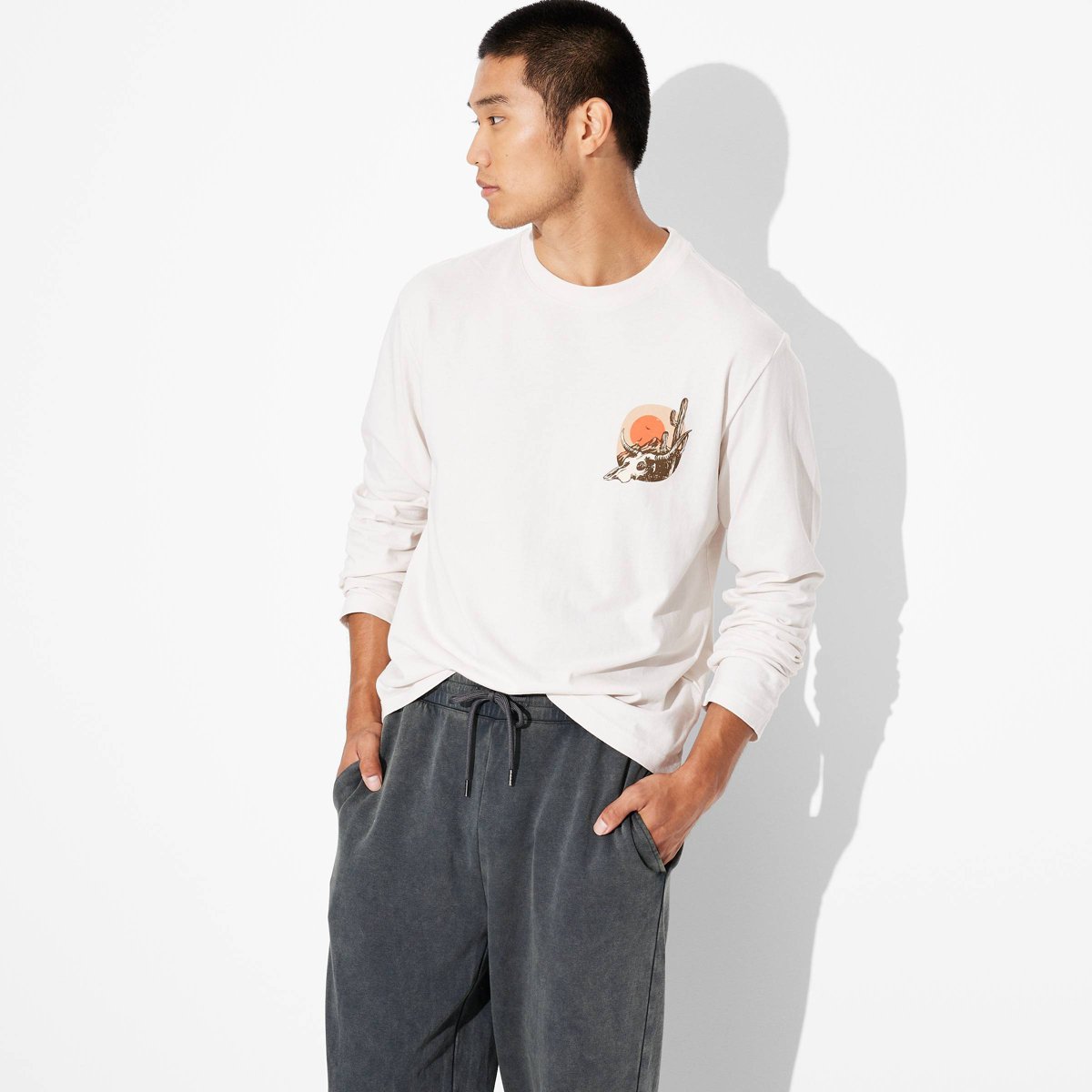 Мужские свитеры Original Use Men's Long Sleeve T-Shirt - Original Use™ Cream XXL: Cotton Jersey Pullover — фото 2