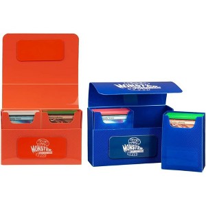 Monster Protectors Double Deck Box 2 Pk - Blue & Orange, 2 Removable Deck Sleeves, Holds 150 Gaming TCGs, Durable Construction - 1 of 3