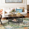 Yaheetech Round Coffee Table with Iron Mesh Storage Shelf for Living Room, Rustic Brown - 3 of 4