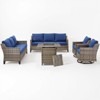 Outdoor Patio Furniture Set with Fire Pit Table and Swivel Rocking Chairs,5 Pieces Wicker Conversation Sets 3-Seater Sofa Couch Outside Furniture - 2 of 4