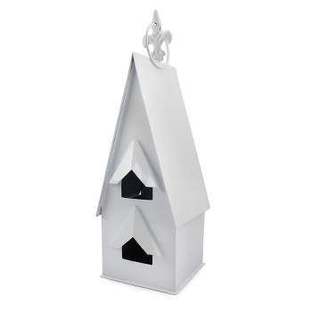AuldHome Design White Enamel Coated Decorative Birdhouse; Farmhouse Birdhouse for Indoors or Outdoors