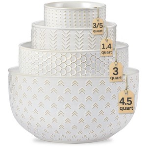 Itopfox Ceramic Mixing Bowls Set of 4 for Cooking, Baking, Salad, Serving, Stoneware, Oven, Microwave and Dishwasher Safe, Ivory White - 1 of 4