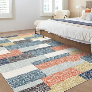 COZONY Washable Geometric Rug, Modern Patchwork Non Slip TPR Backing Low Pile Carpet for Living Room Office - 1 of 4