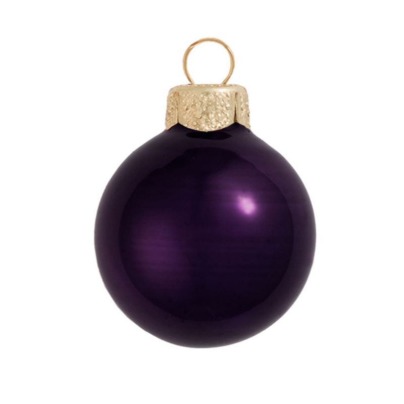 Northlight Shiny Finish Glass Christmas Ball Ornaments - 2" (50mm) - Purple - 28ct, 1 of 4