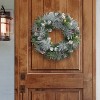 Puleo 24" Pre-Lit Battery-Operated Artificial Flocked Silver and Pinecone Wreath - 2 of 4