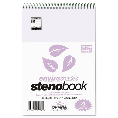 Roaring Spring Enviroshades Steno Notebook Gregg 6 x 9 Orchid 80 Sheets 4/Pack 12264