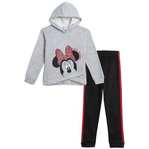 Disney Minnie Mouse Little Girls Crossover Hoodie and Pants Outfit Set Gray  7-8