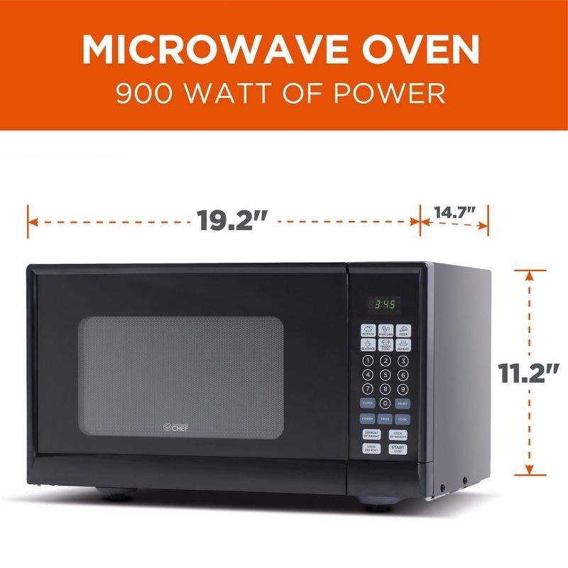 COMMERCIAL CHEF Countertop Microwave Oven 0.9 Cu. Ft. 900W, 4 of 7