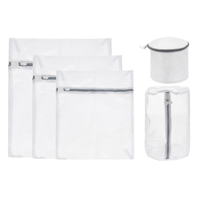 Unique Bargains Mesh Travel Durable Laundry Bags with Zipper for Delicate Clothing 5 Pcs