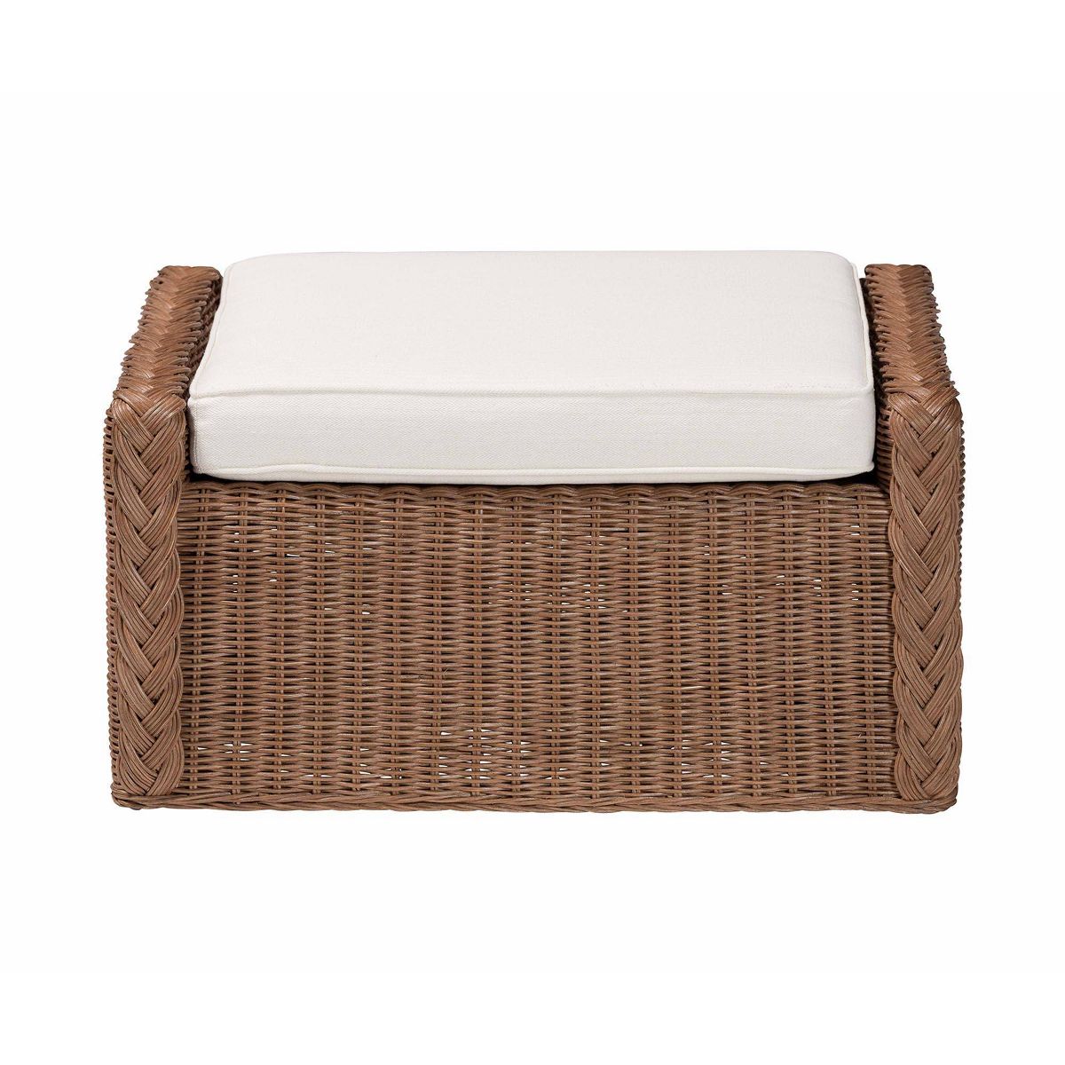 bali & pari Derris Bohemian Peanut Braided Rattan Footstool Peanut Brown - thumbnail 4