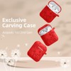 BONGEEK for AirPod Case 2nd 1st Generation Case Cover, Flower Engraved Full Protective Case Soft Silicone Pattern LED Visible, Red - 2 of 4