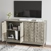 Modern Style Dining Cabinet Storage Cabinet With 4 Diamond Shaped Embossed Doors Gray - 4 of 4