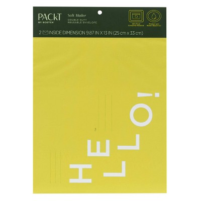 Scotch 9.87&#34;x13&#34; Small Mailer Packet: Self-Seal Polyethylene Shipping Envelopes, Yellow, 2 Pack