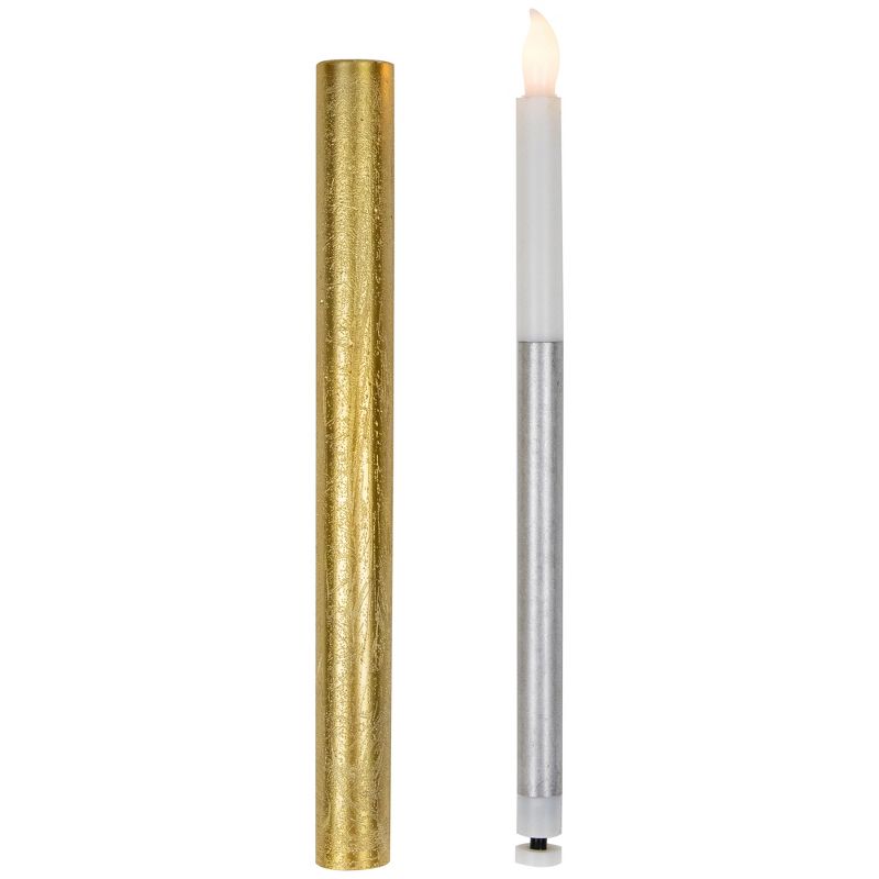 Northlight Set of 4 Textured Gold-tone LED Flameless Flickering Taper Candles 9.5", 5 of 6