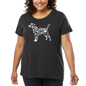 LA Pop Art Women's Word Art T-shirt - Dog Paw Prints - 1 of 4