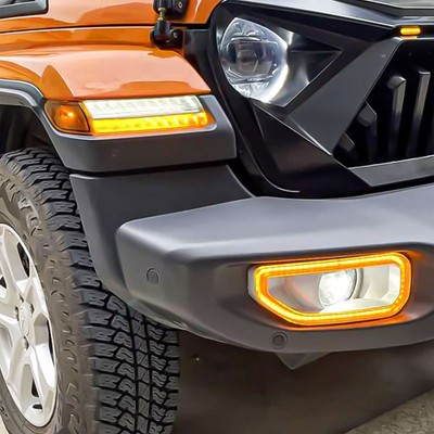 Amber and White LED Plastic Fog Light Covers for SUV