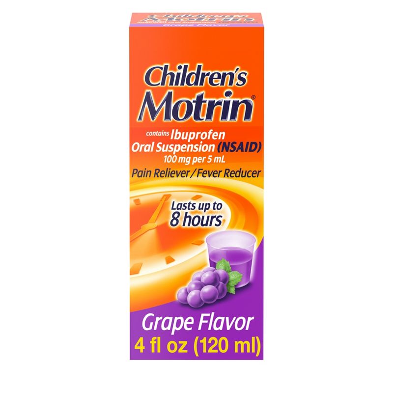Children's Motrin Pain Reliever/Fever Reducer Liquid - Ibuprofen (NSAID) - Grape - 4 fl oz, 1 of 11