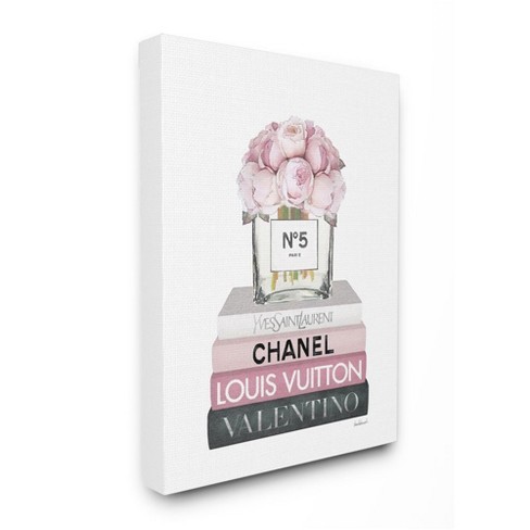 Stupell Industries Pink Rose Bouquet and Fashion Designer Bookstack Canvas Wall Art - 30 x 40